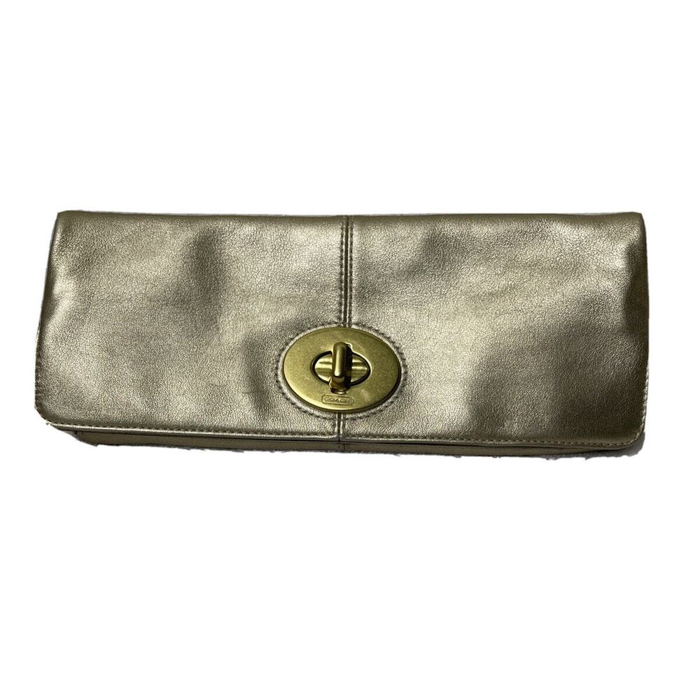 VTG Coach 13580 Madeline Gold on Gold Fold Over Clutch Clasp